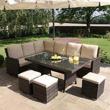 Maze Rattan Kingston Corner Dining Rattan Set Rattan Garden Furniture Garden Sofa Set Outdoor Patio Decor