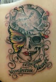 At tattooviral we connects the worlds best tattoo artists and fans to find the best tattoo designs, quotes, inspirations and ideas for women, men and couples. Body Tattoo S Time Waits For No One Clock Skull Face Tattoo Tattooviral Com Your Number One Source For Daily Tattoo Designs Ideas Inspiration