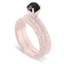 When creating wedding rings, we listen to the needs and tastes of couples who want the savicki wedding rings to become a symbol of their eternal love. Rose Gold Black Diamond Engagement Ring Set 1 20 Carat Vintage Wedding Rings Sets Filigree Engraved Solitaire Engagement Ring Set Unique