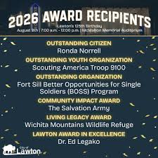 Lawton's 125th Birthday Celebration is about more than looking back. It's  also an opportunity to recognize people and organizations helping shape our  community today! ???? Join us Saturday, August 8, as we