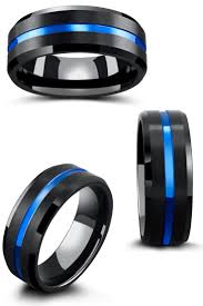 Black And Blue Ring Blue Ocean Black Blue Wedding Rings Black Tungsten Wedding Ring Modern Mens Wedding Rings