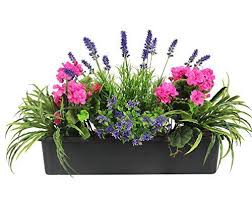 Ksnnrsng artificial flowers, fake outdoor uv resistant plants faux plastic greenery shrubs indoor outside hanging planter home kitchen office wedding garden decor (pink) 4.4 out of 5 stars 296 £8.99 £ 8. Artificial Mixed Flower Window Box Trough Container With Yucca Geraniums Starflower And Lavender Outdoor And Window Box Flowers Flower Window Flower Boxes