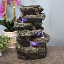 Use the warm white for soft ambient lighting, all year round. Buy Sunnydaze 6 Tier Stone Falls Tabletop Water Fountain With Led Lights Peaceful And Relaxing Water Sound Small Decorative Waterfall Fountain For Home And Office 15 Inch Online In Indonesia 103661252