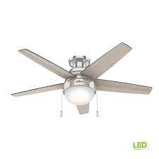 Hunter Parmer 46 In Led Indoor Brushed Nickel Flush Mount Ceiling Fan Flush Mount Ceiling Fan Ceiling Fan Ceiling Fan With Light