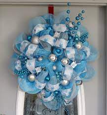 22 handmade deco mesh snowflake wreath in silver & blue. 110 Christmas Blue Themed Wreaths Ideas Christmas Wreaths Wreaths Blue Wreath