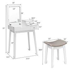 Costway Vanity Dressing Table Flip Desk Furniture Stool 2 White Walmart Com Walmart Com