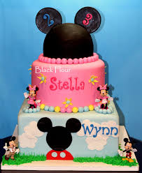 Birthday Cake For Brother And Sister Mickey And Minnie Themed Birthday Figurines Brother And Sister Birthday Sibling Birthday Parties Joint Birthday Parties Double Birthday Parties