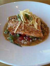 Love a super simple, but flavourful salmon recipe? Soy Dijon Salmon With Whole Grain Barley Snap Peas Shiitake Mushrooms Soy Butter Sauce Grape Picture Of Cactus Club Cafe English Bay Vancouver Tripadvisor