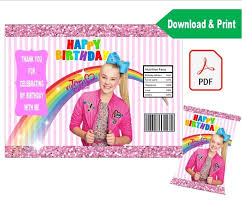 Customize this design with your photos and text. Jojo Siwa Party Favor Chip Bag Wrapper Printable