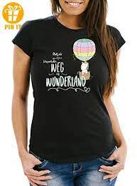 damen einhorn t shirt unicorn platz da ich such den weg ins wunderland spruch slim fit moonworks schwarz l t shirts mit spr t shirt frauen t shirts shirts