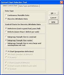 Sigmaxl Control Chart Selection Tool