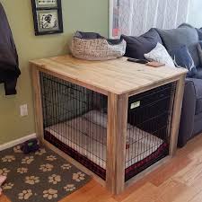 Side Table Dog Crate Topper In 2020 Dog Crate Furniture Wood Dog Crate Dog Crate Table