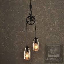 Bauernhaus Weckglas Pendelleuchte Mit Riemenscheibe Rad Und Anpassbare Oberflache Shabby Chic Moderne Rustikale Dekor Bauernhaus Lampe Rohr Beleuchtung Rustikale Leuchten Flasche Kronleuchter