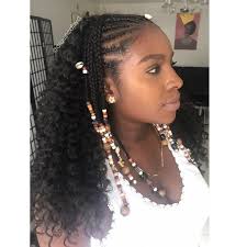 Stylish Curly Crochet With Fulani Braids Beads Rope Braided Hairstyle Hair Styles Braids With Beads