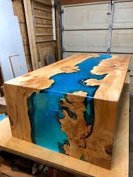 Custom Epoxy Resin River Waterfall Table In 2020 Wood Resin Table Epoxy Wood Table Resin Furniture