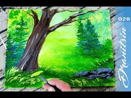 Green Forest Easy Landscape Painting For Beginners Step By Step Demo 028 Youtube Easy Landscape Paintings Landscape Paintings Painting