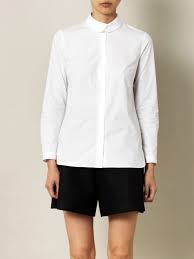 Carven Poplin Peter Pan Collar Shirt In White Peter Pan Collar Shirt Tops Carven