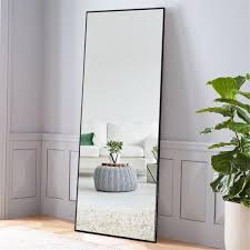 Neutype Black Aluminum Alloy Thin Frame Full Length Floor Mirror Standing Hanging Or Leaning Against Wall Jj00371aafn The Home Depot In 2020 Full Length Floor Mirror Floor Mirror Length Mirror