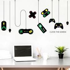Gaming room themed background elements. Creative Gamepad Wall Stickers For Gaming Room Bedroom Internet Cafes Background Decor Vinyl Self Friendly Art Wall Decals Dc28 Wall Stickers Aliexpress