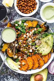 Sep 27, 2018 · on a large rimmed baking sheet, toss sweet potatoes and red onion in oil then season with salt and pepper. Sweet Potato Squash And Kale Buddha Bowl The Girl On Bloor