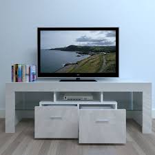 Please refer to secondary images for finish and leather variations listed. Tv Media Cabinet For Living Room White Tv Cabinet With Led And 2 Storage Drawers Tv Cabinet With Open Shelves And Cable Management Minimalist Console Table Entertainment Center Furniture S9798 Walmart Com