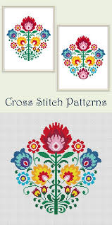 Cross stitch geometric floral pattern. Polish Wycinanki Flowers Pillow Flower Cross Stitch Pattern Geometric Red Polish Wycinanki Summer Modern Cross Stitch Pattern Books Tutorials Framing Deshpandefoundationindia Org