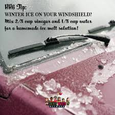 Hh6 Tip Winter Ice On Your Windshield Mix 2 3 Cup Vinegar And 1 3 Cup Water For A Homemade Ice Melt Solution Homemade Ice Ice Melting Solution Ice Melting