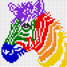 Rainbow Zebra For Perler Or Square Stitch Perler Bead Pattern Bead Sprite Animaux De Point De Croix Schemas De Bijoux En Perles Et Motifs Perles Hama