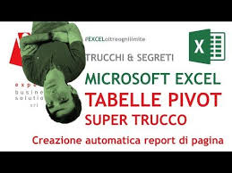 Excel Trucchi E Segreti Tabelle Pivot Super Trucco Creazione Automatica Report Di Pagina You Lezioni Di Informatica Tutorial Artigianali Microsoft Excel
