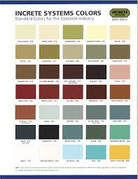Increte systems is a manufacturer of decorative concrete systems that economically recreate the look of natural stone, wood, tile, brick and pavers using concrete. Https Coastalone Com Media Wysiwyg Color Charts Increte Standard Color Chart Pdf