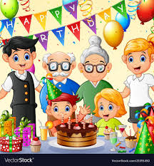 Birthday Celebration Happy Birthday Drawing For Kids Happy Family Celebrating Birthday Vector Image On Vectorstock In 2020 Birthday Illustration Art Drawings For Kids Drawing For Kids