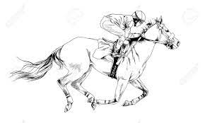 cheval de course sans harnais dessine en encre a la main sur fond blanc pleine longueur banque d images et photos libres droits image 76840779 coloriages personnages yugioh