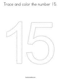 Trace And Color The Number 15 Coloring Page Twisty Noodle Coloring Pages Number 15 Color