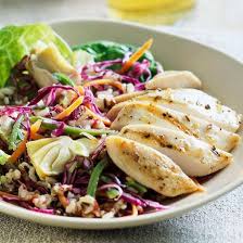 Grapes and mandarin oranges lend fruity sweetness to chicken salad dressed with a smooth cucumber salad dressing. Fresh And Delicious Chicken Salad Recipes Rice Salad Chicken Salad Recipes Wild Rice Salad