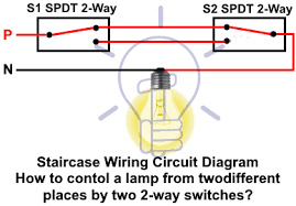 How to control a lamp light bulb from two places using. Staircase Wiring Circuit Diagram How To Control A Lamp From 2 Places