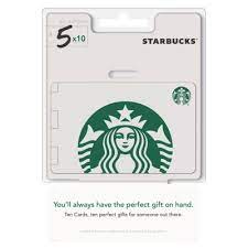 Starbucks us 50 dollar gift card. Starbucks 50 Value Gift Cards 10 X 5 Sam S Club