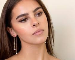 PEARL 360 EARRINGS dainty long gold or sterling silver pearl drop earring  front and back double sided post earring for affordable gift