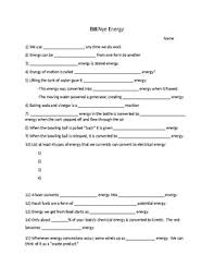 In this bill nye cells worksheet, students answer a set of 13 questions as they view this bill nye video. Bill Nye The Science Guy Energy By Chad Powers Tpt