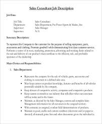 Advises and recommend changes and improvements to the service. Free 9 Sales Consultant Job Description Samples In Ms Word Pdf