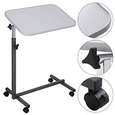 Overbed Rolling Table Over Bed Laptop Food Tray Hospital Desk Tilting Top Gary Adjustable Desk Overbed Table Rolling Table