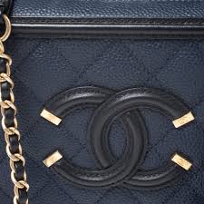 Did you scroll all this way to get facts about chanel vanity case? Chanel Navy Blue Black Quilted Leather Small Cc Filigree Vanity Case Bag Chanel Tlc