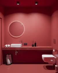 Bath vanity in glossy red with tekorlux vanity top in white with white basin. 51 Red Bathrooms Design Ideas With Tips To Decorate And Accessorize Yours Free Cad Download Center