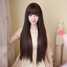 Check out our long black hair selection for the very best in unique or custom, handmade pieces from our shops. Wig Female Long Straight Hair Air Liu Hai Student Black Long Hair Korean Fashion Hairstyle Lady Fluffy Natural Wig Set