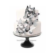 Wedding Cake Topper Edible Butterflies In Gray Butterfly Cake Cake Decorations Wedding Cupcakes Edible Butterfly Butterfly Cakes
