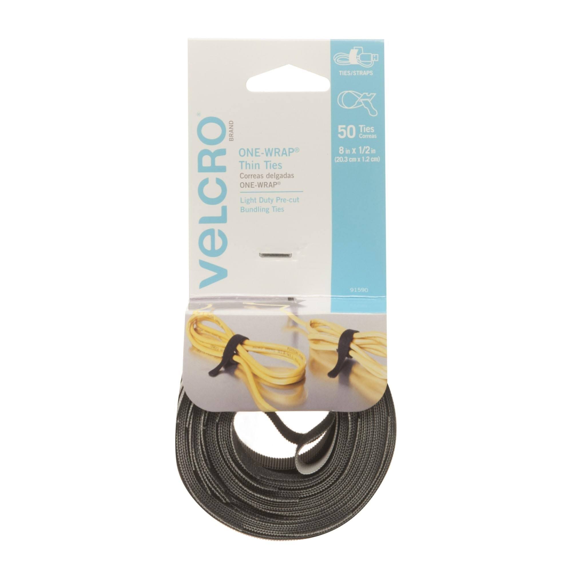 Velcro Brand One-Wrap Thin Ties 8" x 1/2