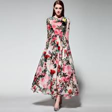 Printed Dress With Sleeves Google Search Vestido Longo Floral Vestidos Longos Verao Long Dress Casual