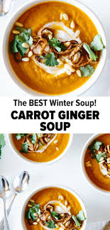 Creamy and flavor packed with warm mediterranean spices, garlic & fresh ginger. The Best Carrot Ginger Soup Recipe Ginger Soup Recipe Carrot Ginger Soup Recipe Ginger Recipes