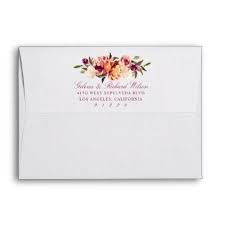 Burgundy Rust Watercolor Floral Address Back A7 Envelope Zazzle Com Floral Wedding Envelopes Wedding Envelopes Design Wedding Envelopes