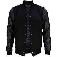 Black Leather Arm Sleeves And Wool Varsity Jacket Archie By Viparo Varsity Jacket Varsity Jacket Men Mens Outdoor Jackets