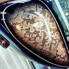 Karl Stehn On Instagram Black Lace Over Painthuffermetalflake Micro Silver Base Silver Leaf Custom Paint Motorcycle Motorcycle Painting Custom Cars Paint